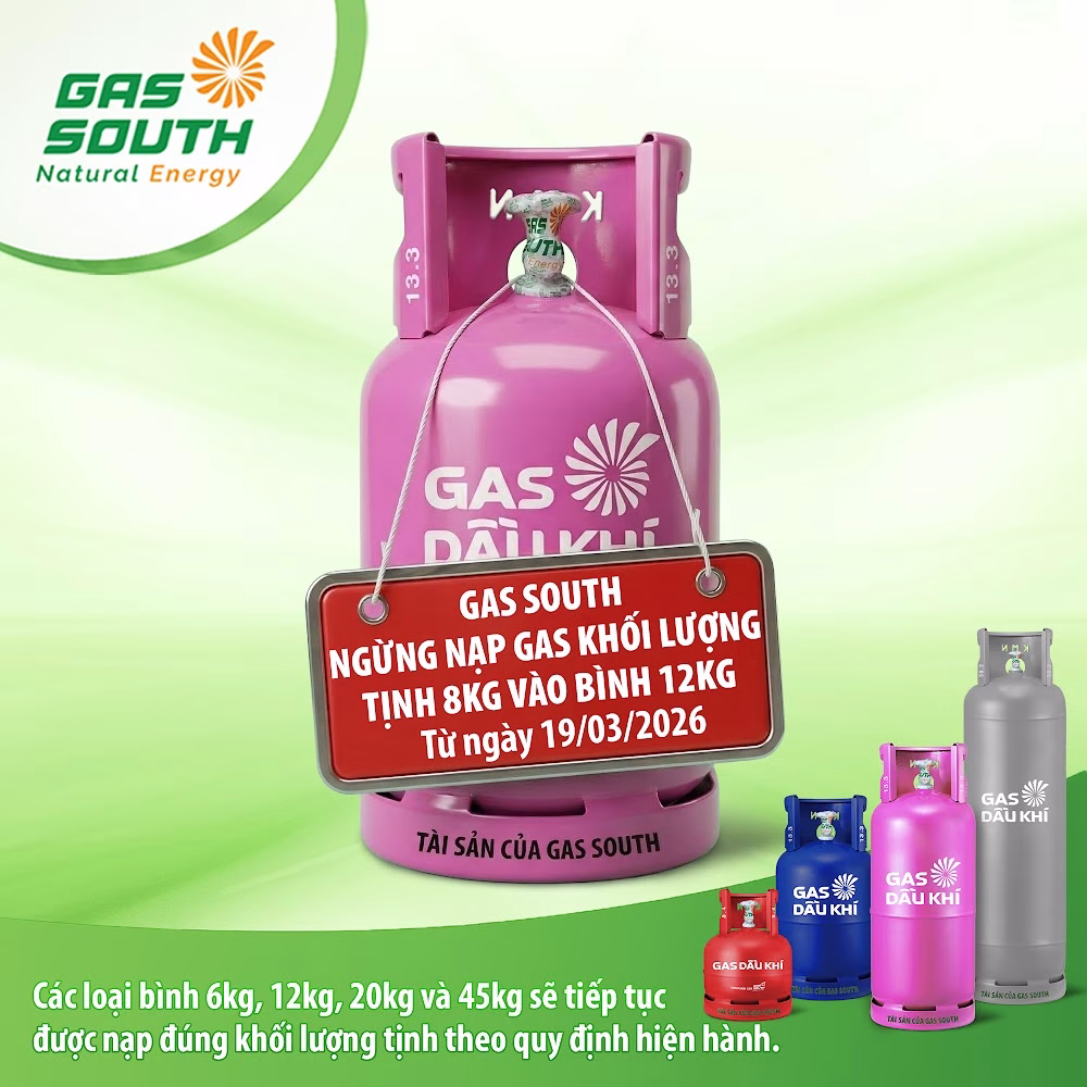 GAS SOUTH NGỪNG NẠP GAS KHỐI LƯỢNG TỊNH 8KG VÀO BÌNH 12KG GAS SOUTH NGỪNG NẠP GAS KHỐI LƯỢNG TỊNH 8KG VÀO BÌNH 12KG