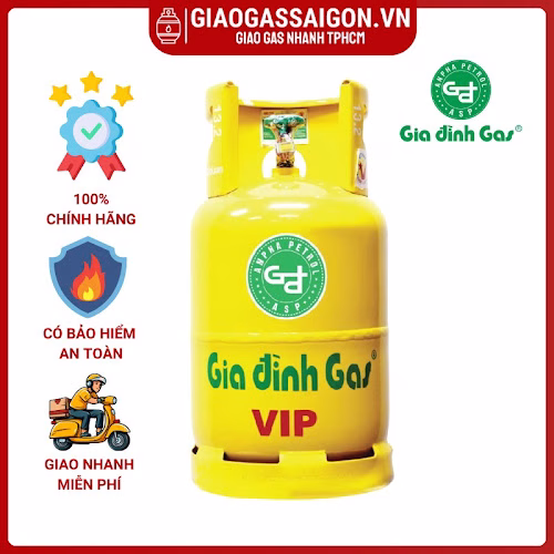 Bình gas Gia Đình 12kg màu Vàng VIP - GAS BÌNH MINH